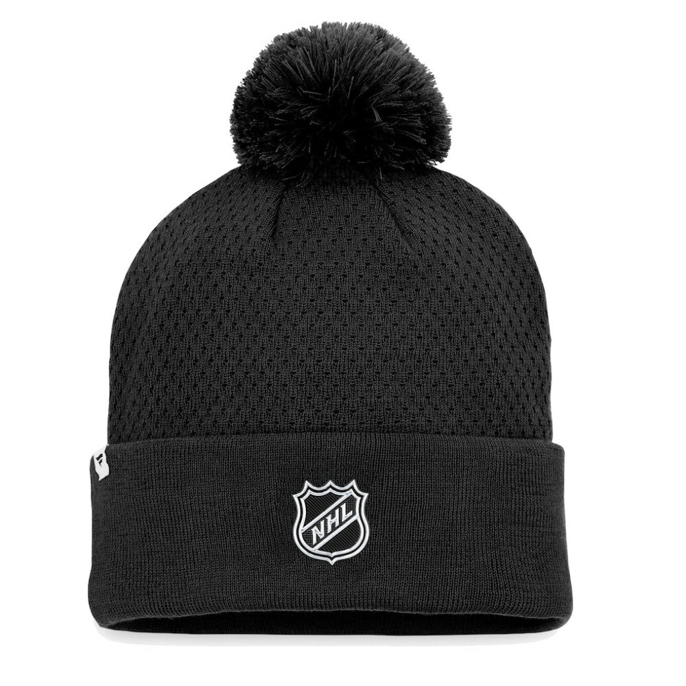 Chicago Blackhawks Fanatics Women's Authentic Pro Road Cuffed Knit Hat with Pom Black