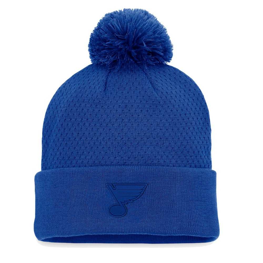 St. Louis Blues - Fanatics Women's Authentic Pro Road Cuffed Knit Hat with Pom Blue