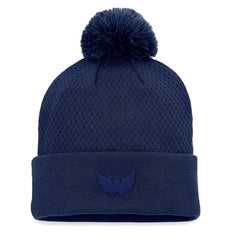 Washington Capitals Fanatics Women's Authentic Pro Road Cuffed Knit Hat with Pom Navy
