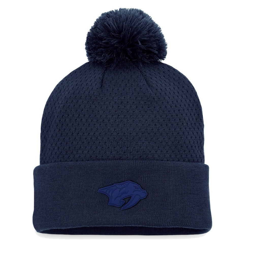 Nashville Predators - Fanatics Women's Authentic Pro Road Cuffed Knit Hat with Pom Navy
