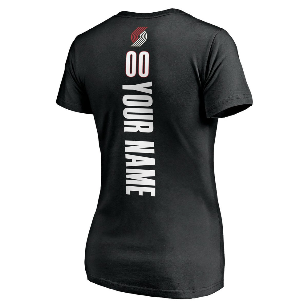 NBA - Portland Trail Blazers Women's Personalized Playmaker Team V-Neck T-Shirt - Black