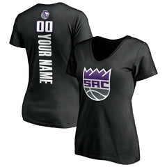 NBA - Sacramento Kings Women's Personalized Playmaker Team V-Neck T-Shirt - Black