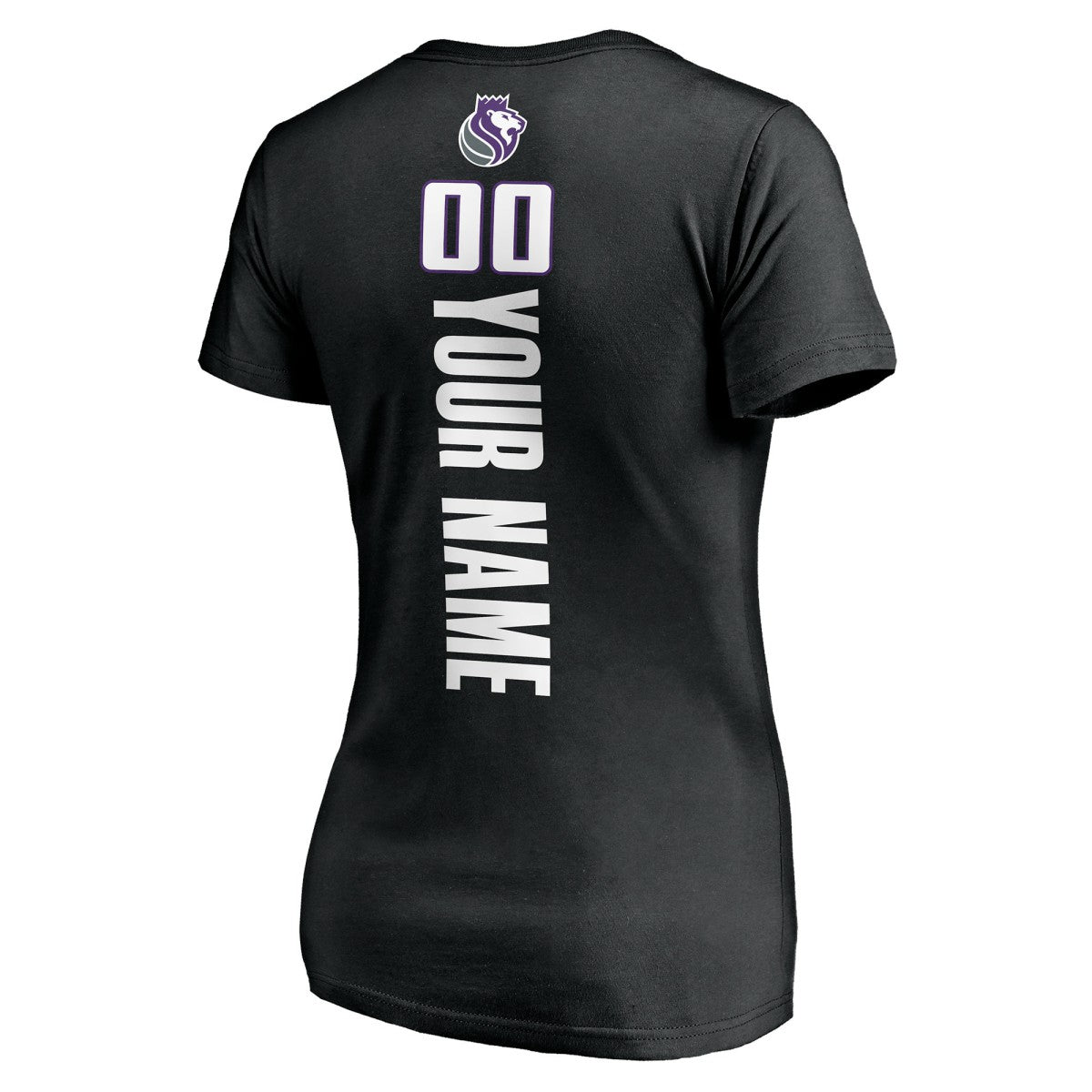 NBA - Sacramento Kings Women's Personalized Playmaker Team V-Neck T-Shirt - Black