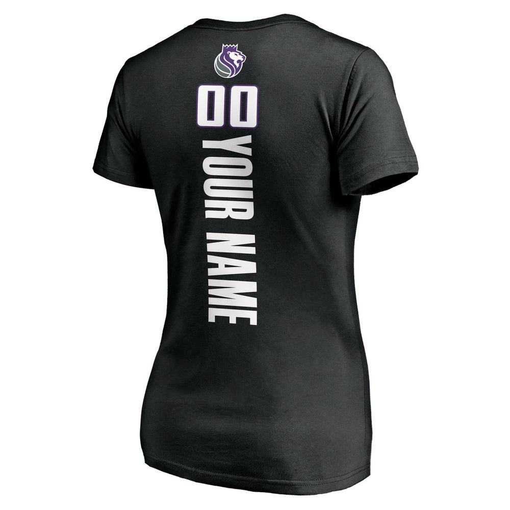 NBA - Sacramento Kings Women's Personalized Playmaker Team V-Neck T-Shirt - Black