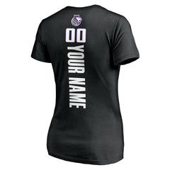 NBA - Sacramento Kings Women's Personalized Playmaker Team V-Neck T-Shirt - Black