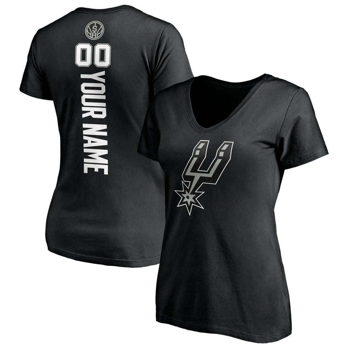 NBA - San Antonio Spurs Women's Personalized Playmaker Team V-Neck T-Shirt - Black