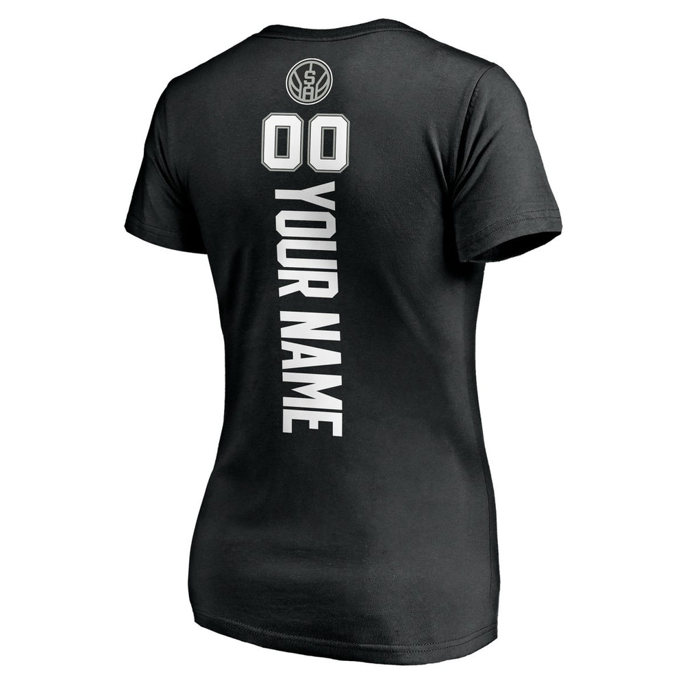 NBA - San Antonio Spurs Women's Personalized Playmaker Team V-Neck T-Shirt - Black