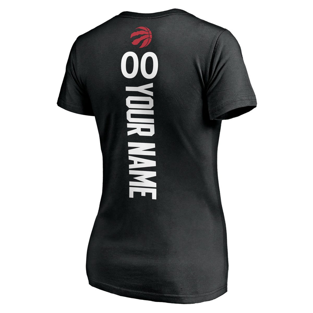 NBA - Toronto Raptors Women's Personalized Playmaker Team V-Neck T-Shirt - Black