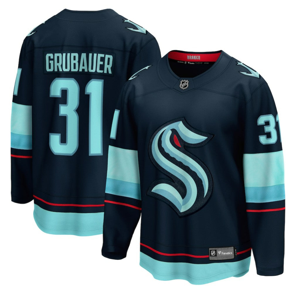 Philipp Grubauer Seattle Kraken Fanatics Home Breakaway Player Jersey - Navy | NHL Jerseys