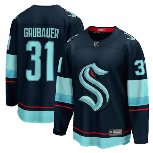 Philipp Grubauer Seattle Kraken Fanatics Home Breakaway Player Jersey - Navy | NHL Jerseys