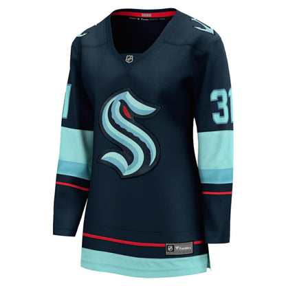 Philipp Grubauer Seattle Kraken Fanatics Women's Home Breakaway Player Jersey - Navy | NHL Jerseys