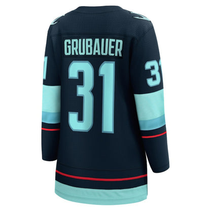 Philipp Grubauer Seattle Kraken Fanatics Women's Home Breakaway Player Jersey - Navy | NHL Jerseys