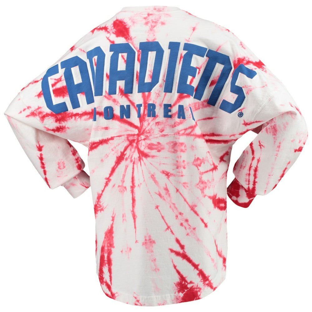 Montreal Canadiens - Women's Spiral Tie-Dye Long Sleeve T-Shirt Red