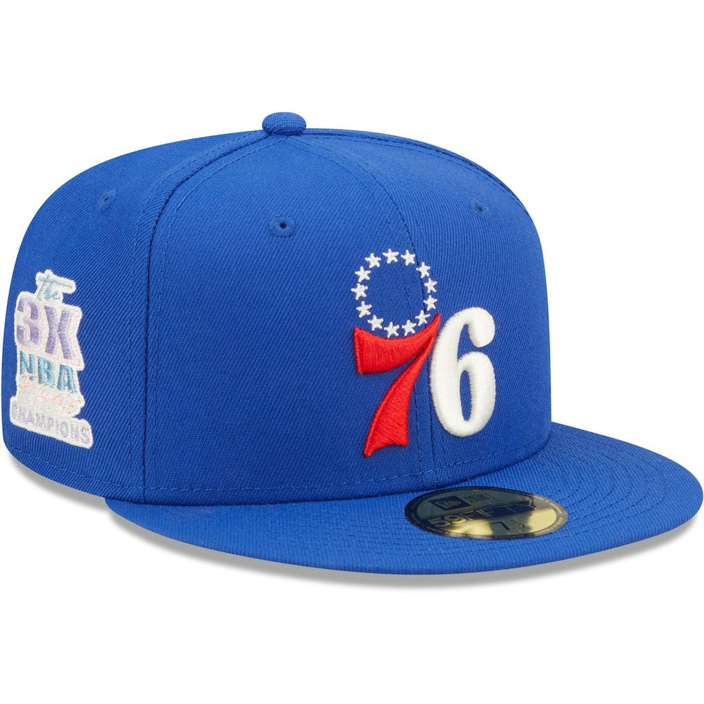 New Era - Philadelphia 76ers 3x NBA Finals Champions Pop Sweat 59FIFTY Fitted Hat - Royal