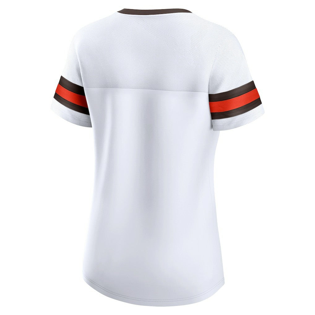 Cleveland Browns Women's Brownie The Elf Gridiron Classics Sunday Best Lace-Up T-Shirt White - Fanatics