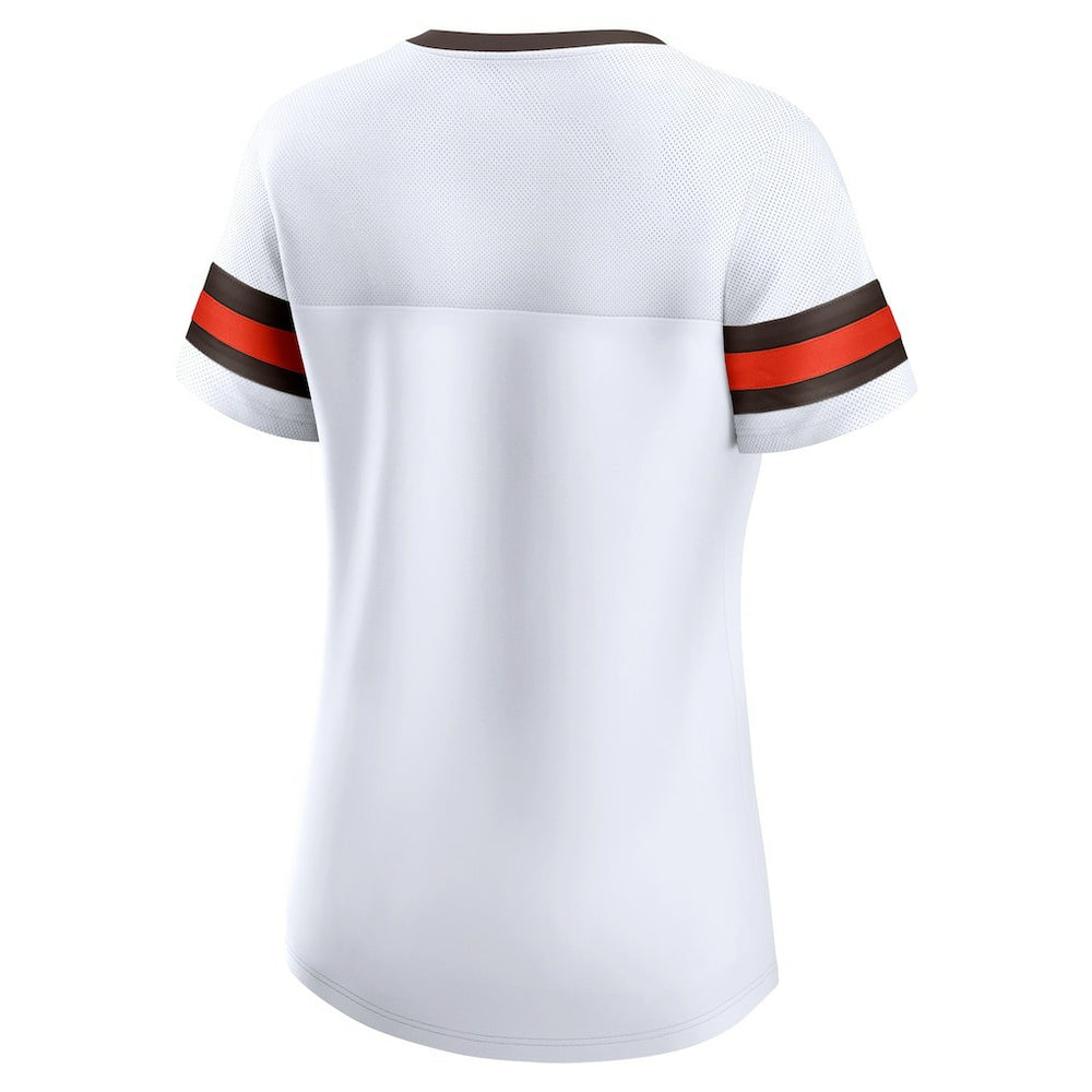 Cleveland Browns Women's Brownie The Elf Gridiron Classics Sunday Best Lace-Up T-Shirt White - Fanatics