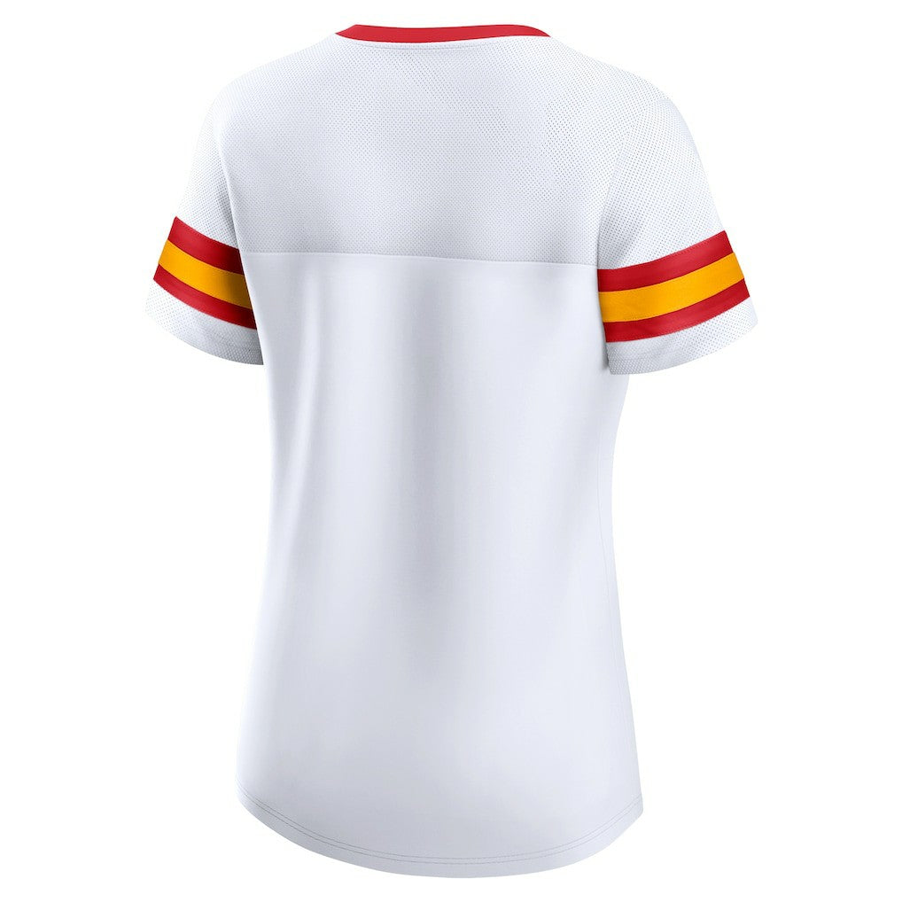Kansas City Chiefs Women's Sunday Best Lace-Up T-Shirt White - Fanatics