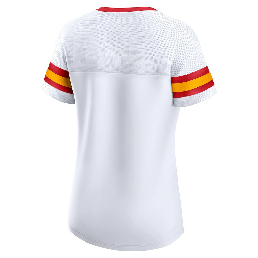 Kansas City Chiefs Women's Sunday Best Lace-Up T-Shirt White - Fanatics