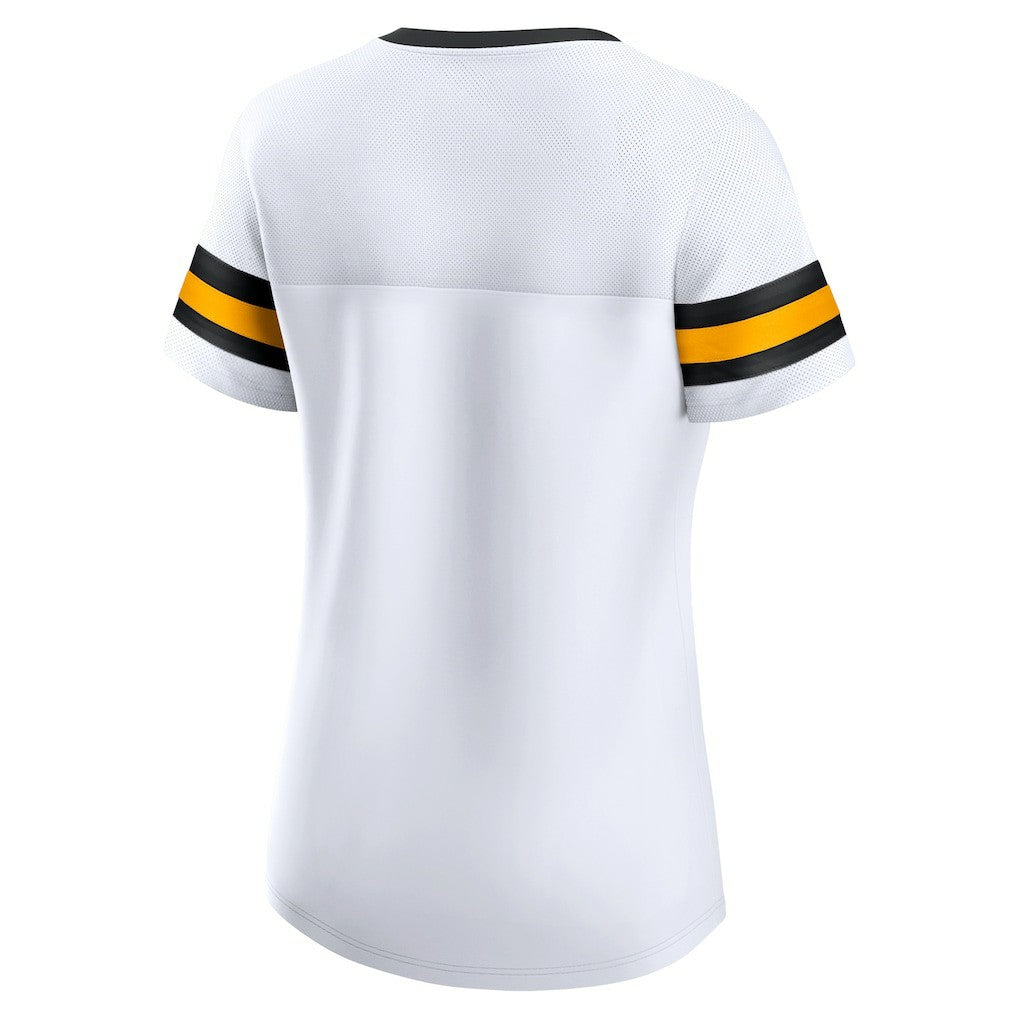 Pittsburgh Steelers Women's Sunday Best Lace-Up T-Shirt White - Fanatics