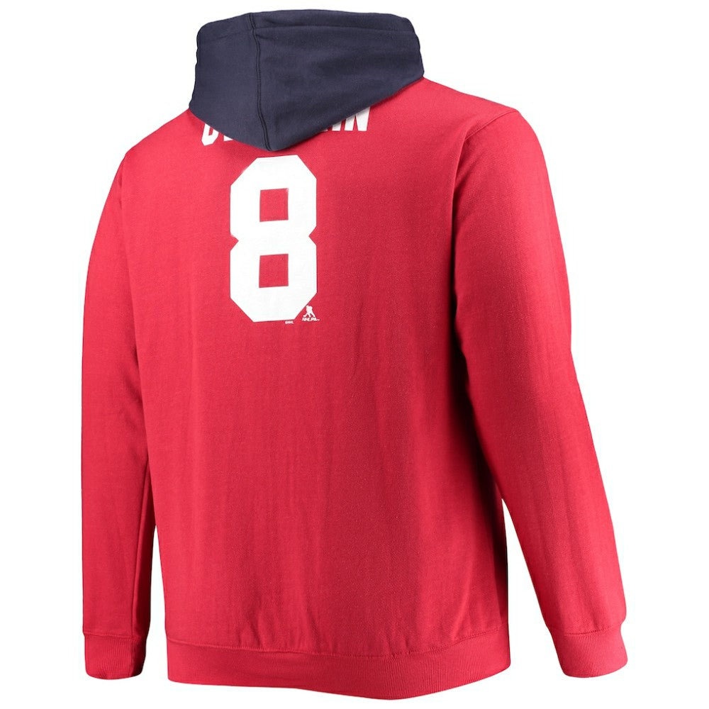 Alexander Ovechkin Washington Capitals Profile Big & Tall Colorblock Full-Zip Hoodie Red