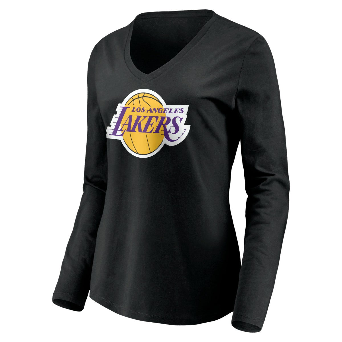 NBA - LeBron James Los Angeles Lakers Women's #6 Playmaker Name & Number Long Sleeve V-Neck T-Shirt - Black