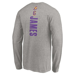 NBA - LeBron James Los Angeles Lakers #6 Playmaker Name & Number Long Sleeve T-Shirt - Heathered Gray