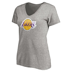 NBA - LeBron James Los Angeles Lakers Women's #6 Playmaker Name & Number V-Neck T-Shirt - Heathered Gray