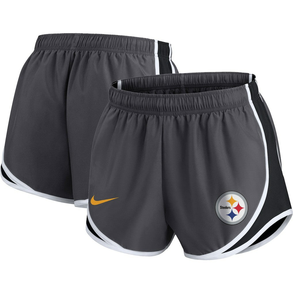 Pittsburgh Steelers Women's Plus Size Logo Performance Tempo Shorts Charcoal - Nike