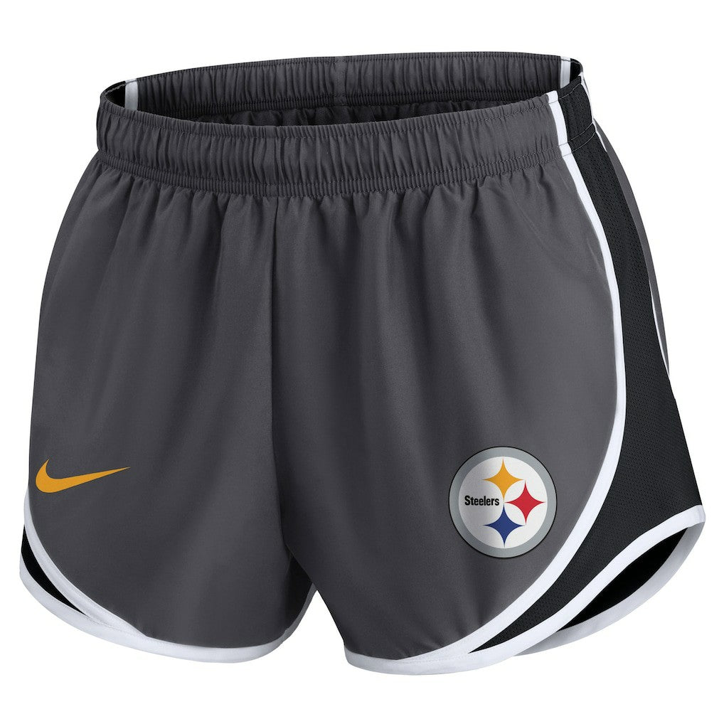 Pittsburgh Steelers Women's Plus Size Logo Performance Tempo Shorts Charcoal - Nike