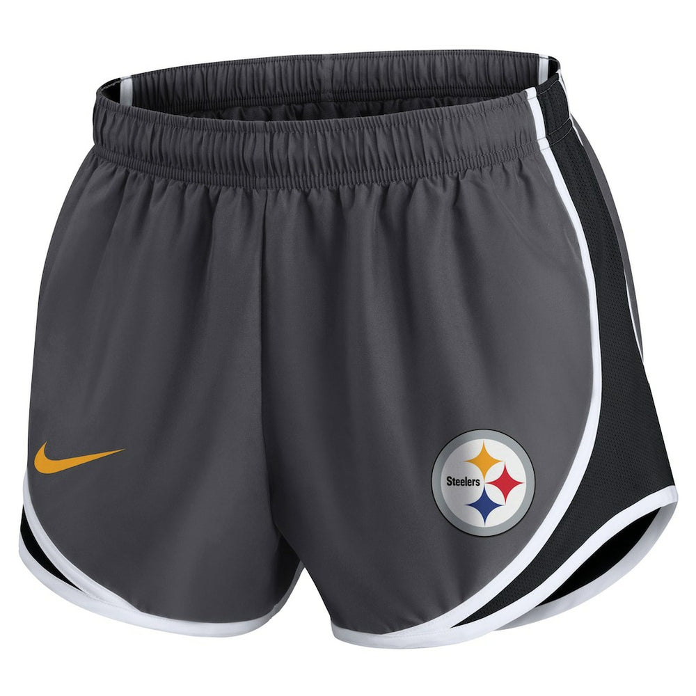 Pittsburgh Steelers Women's Plus Size Logo Performance Tempo Shorts Charcoal - Nike