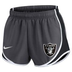 Las Vegas Raiders Women's Plus Size Logo Performance Tempo Shorts Charcoal - Nike