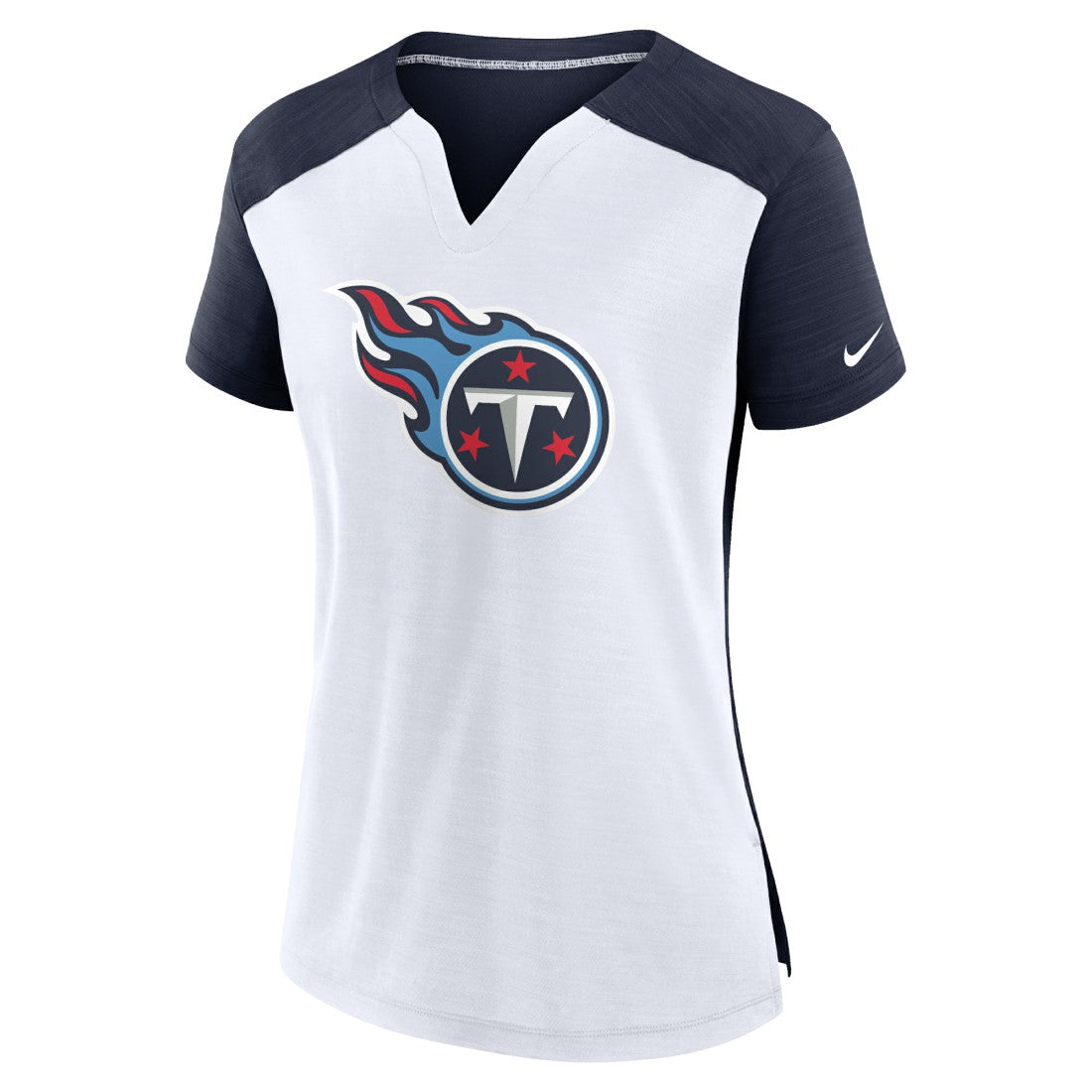 Tennessee Titans Women's Impact Exceed Performance Notch Neck T-Shirt White/Navy - Nike