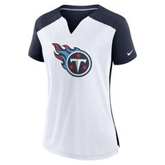 Tennessee Titans Women's Impact Exceed Performance Notch Neck T-Shirt White/Navy - Nike