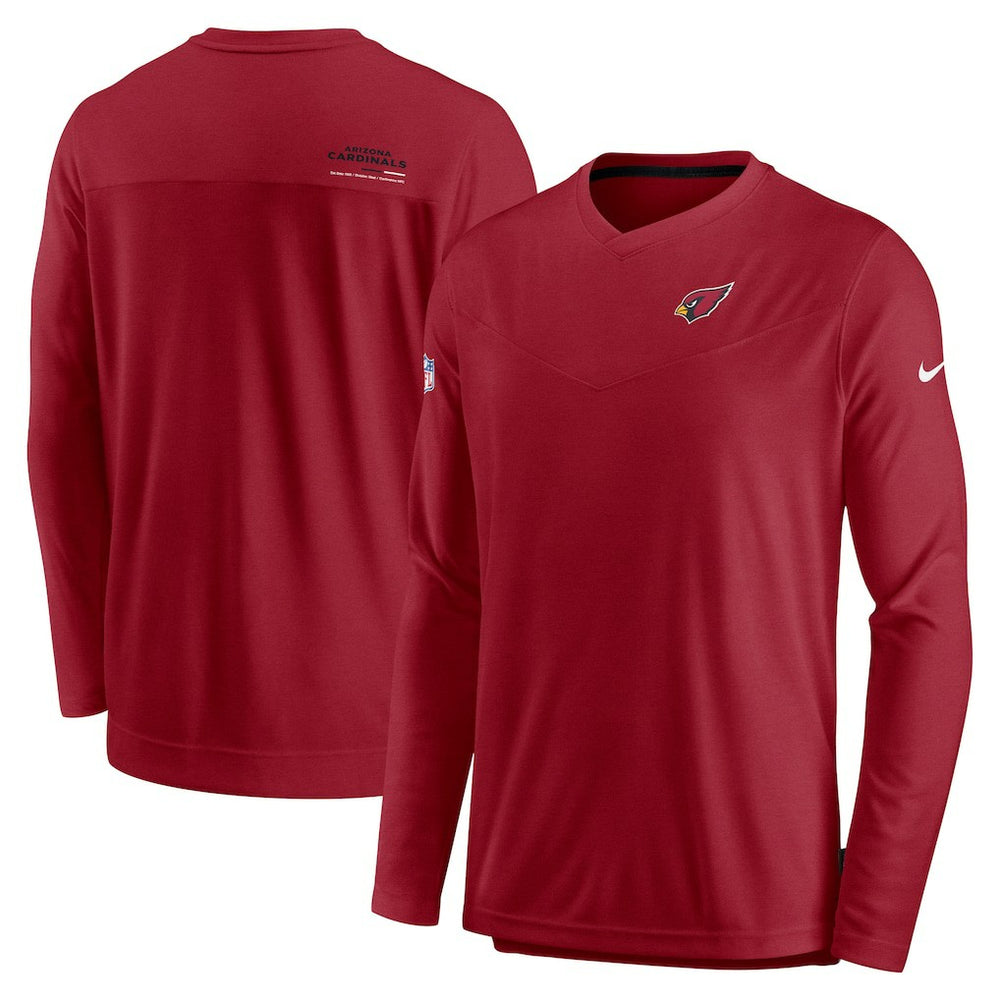 Arizona Cardinals Sideline Coach Chevron Lock Up Long Sleeve V-Neck Performance T-Shirt Cardinal - Nike