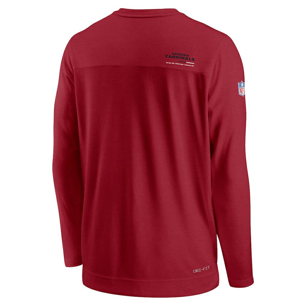 Arizona Cardinals Sideline Coach Chevron Lock Up Long Sleeve V-Neck Performance T-Shirt Cardinal - Nike