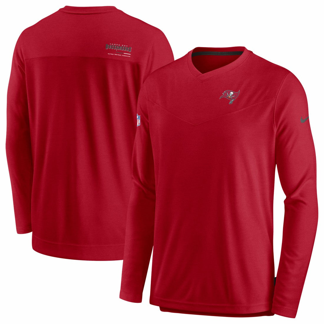 Tampa Bay Buccaneers Sideline Coach Chevron Lock Up Long Sleeve V-Neck Performance T-Shirt Red - Nike