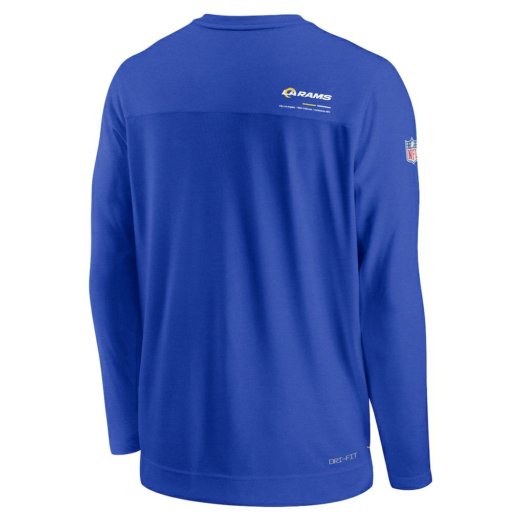 Los Angeles Rams Sideline Coach Chevron Lock Up Long Sleeve V-Neck Performance T-Shirt Royal - Nike