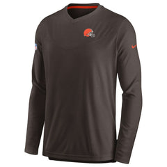 Cleveland Browns Sideline Coach Chevron Lock Up Long Sleeve V-Neck Performance T-Shirt Brown - Nike