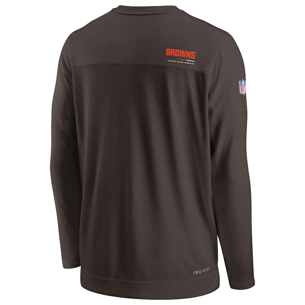 Cleveland Browns Sideline Coach Chevron Lock Up Long Sleeve V-Neck Performance T-Shirt Brown - Nike