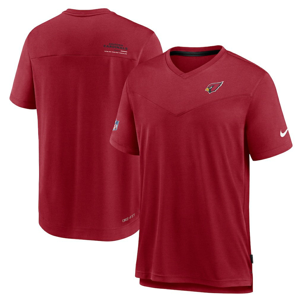 Arizona Cardinals Sideline Coach Chevron Lock Up Logo V-Neck Performance T-Shirt Cardinal - Nike