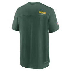 Green Bay Packers Sideline Coach Chevron Lock Up Logo V-Neck Performance T-Shirt Heather Kelly Green - Nike