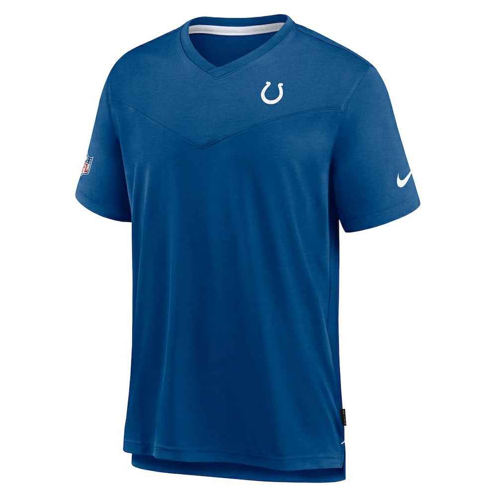 Indianapolis Colts Sideline Coach Chevron Lock Up Logo V-Neck Performance T-Shirt Royal - Nike