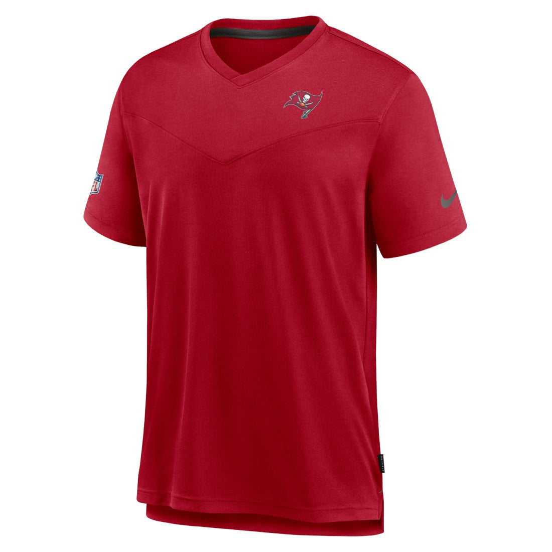 Tampa Bay Buccaneers Sideline Coach Chevron Lock Up Logo V-Neck Performance T-Shirt Red - Nike