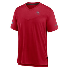 Tampa Bay Buccaneers Sideline Coach Chevron Lock Up Logo V-Neck Performance T-Shirt Red - Nike