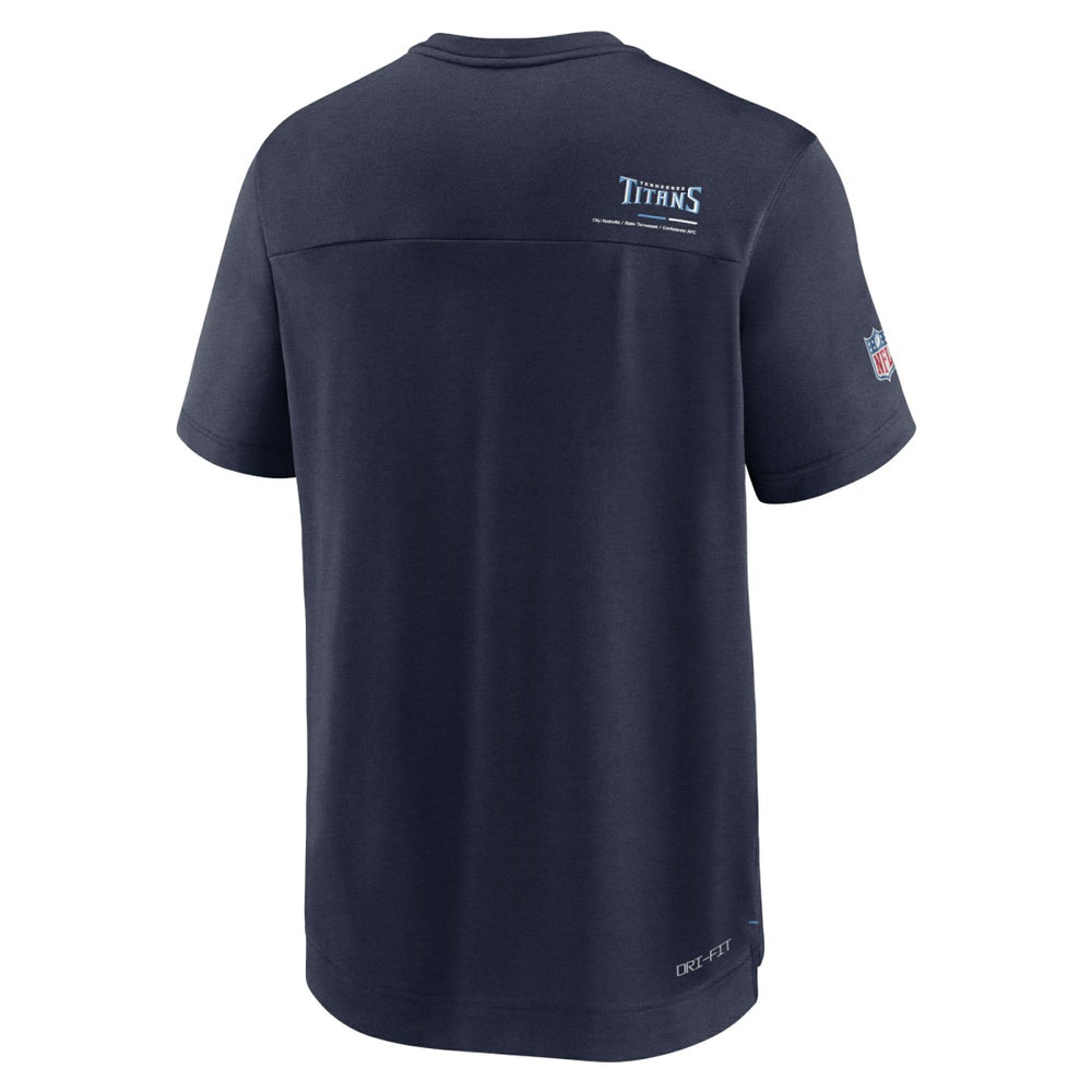 Tennessee Titans Sideline Coach Chevron Lock Up Logo V-Neck Performance T-Shirt Navy - Nike