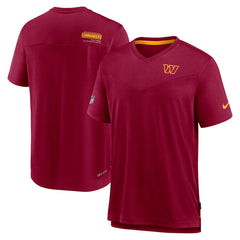Washington Commanders Sideline Coach Chevron Lock Up Logo V-Neck Performance T-Shirt Burgundy - Nike
