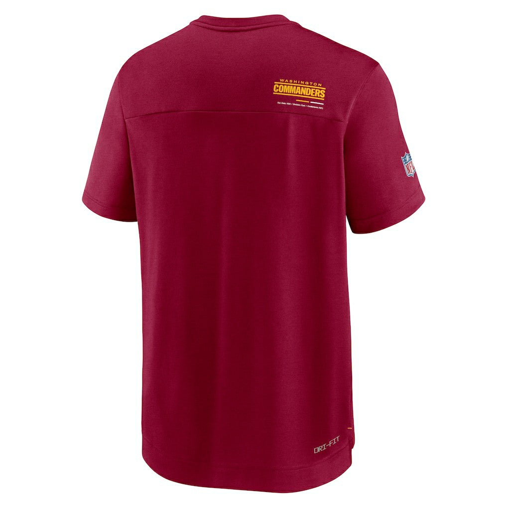 Washington Commanders Sideline Coach Chevron Lock Up Logo V-Neck Performance T-Shirt Burgundy - Nike
