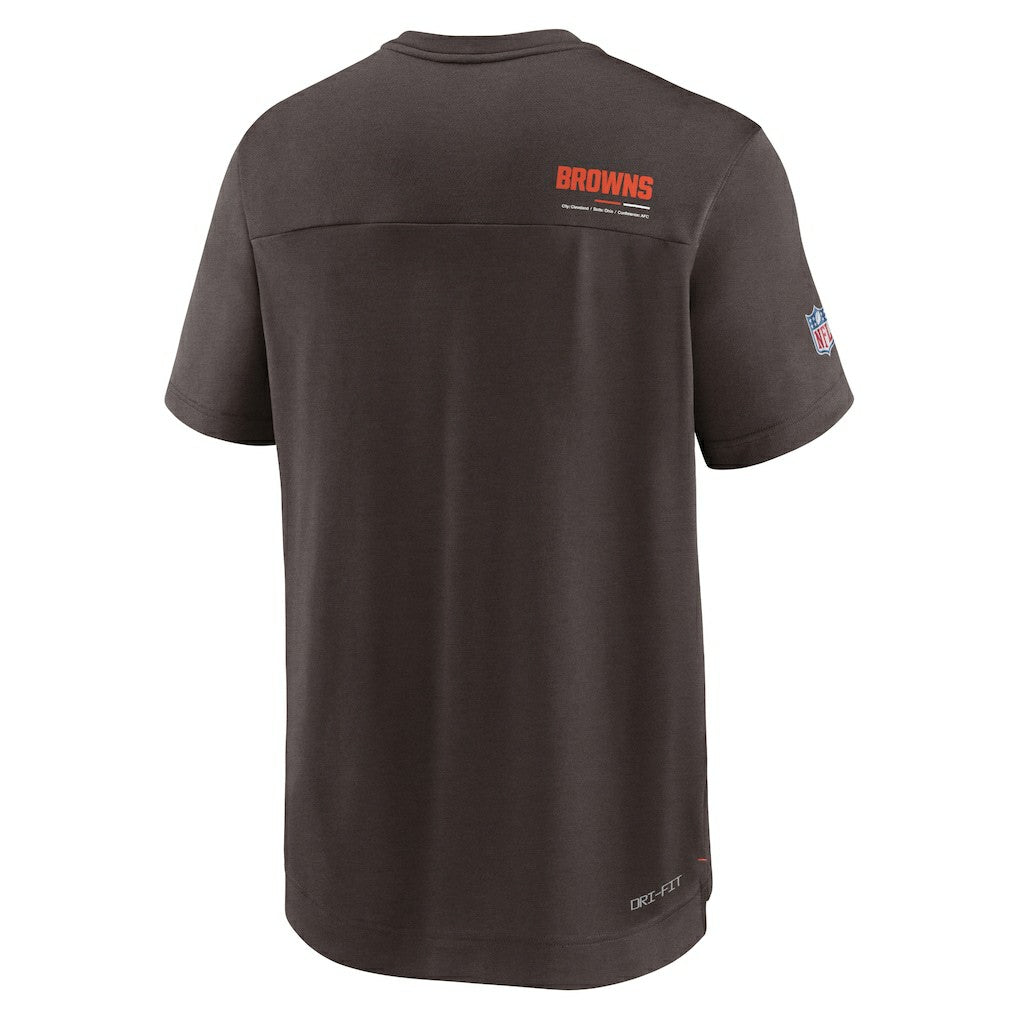 Cleveland Browns Sideline Coach Chevron Lock Up Logo V-Neck Performance T-Shirt Brown - Nike