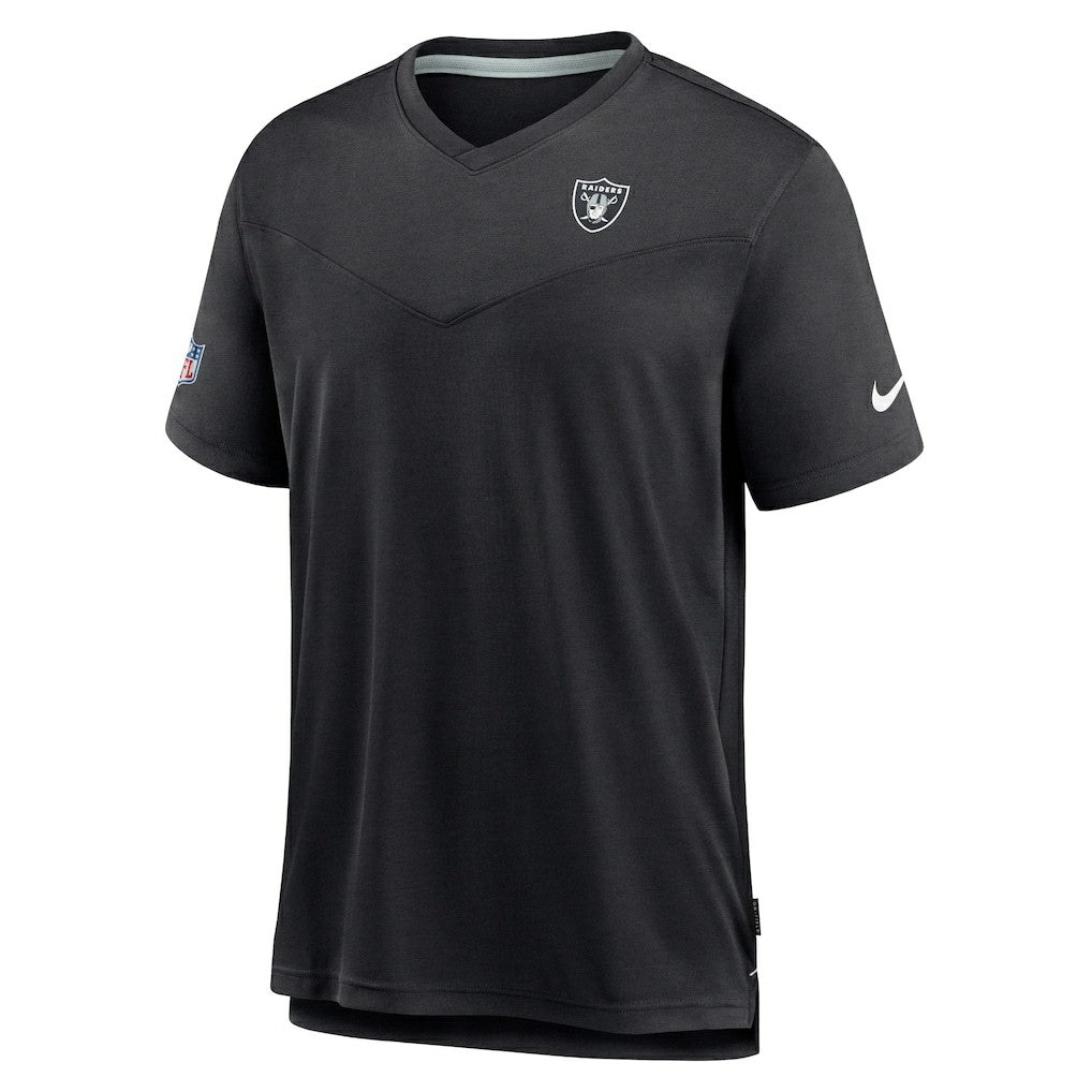Las Vegas Raiders Sideline Coach Chevron Lock Up Logo V-Neck Performance T-Shirt Black - Nike