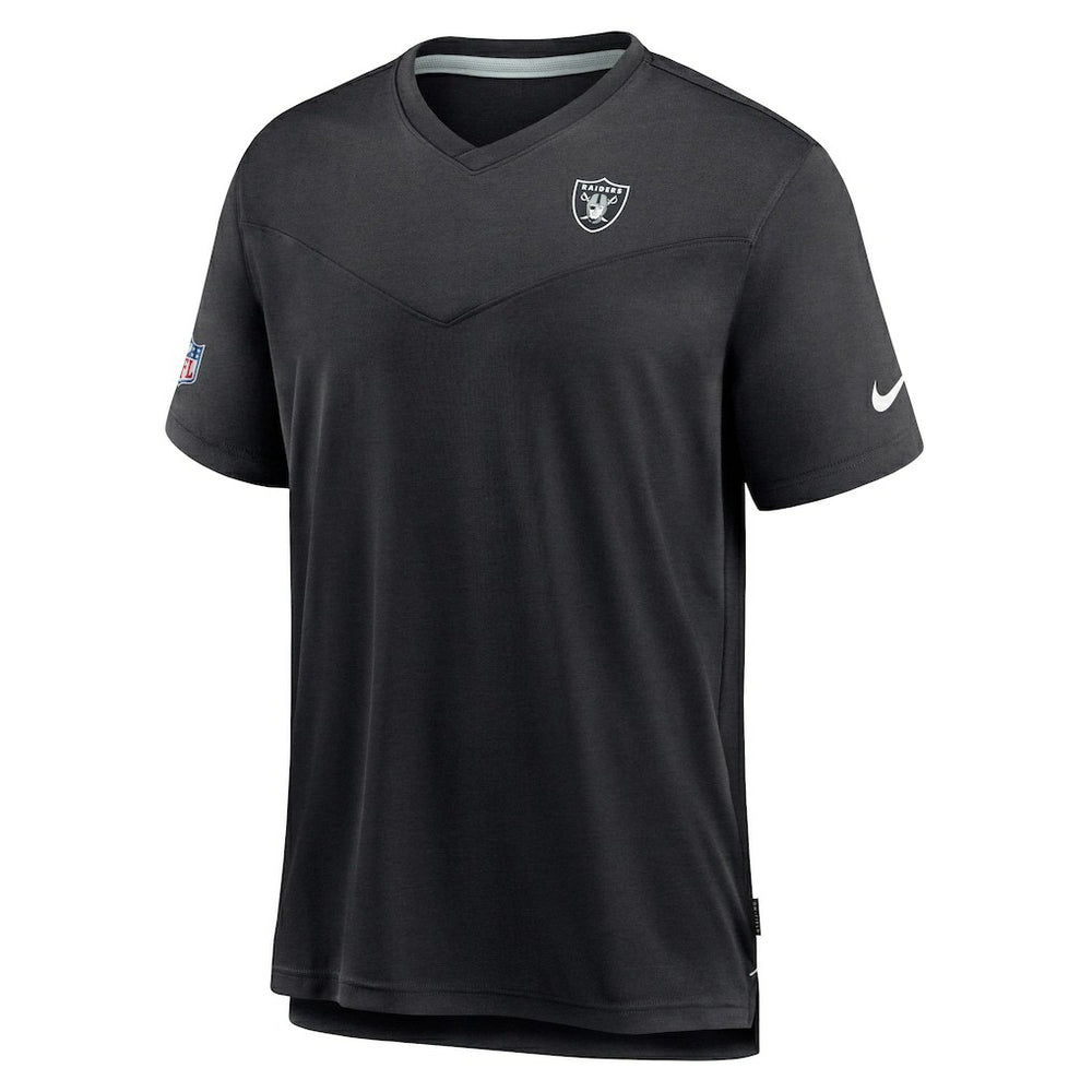 Las Vegas Raiders Sideline Coach Chevron Lock Up Logo V-Neck Performance T-Shirt Black - Nike